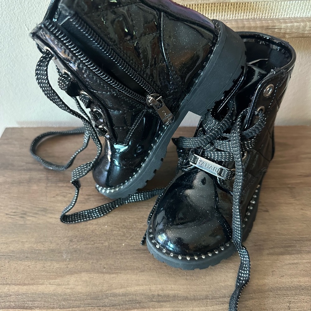 Toddler Girl Black Sparkle Boots